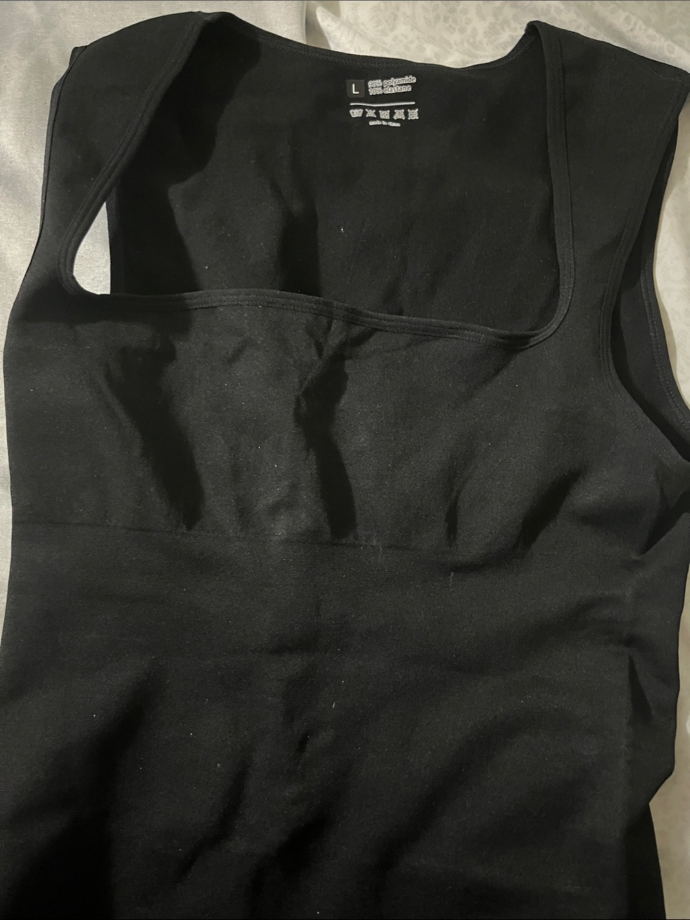 DKNY Black Square-Neck Ribbed Shape wear Tank Top - Picture 3 of 6